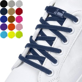 DALLAR Elastic Shoelaces Untied Strong Adjustable Shoe Laces with Magnetic Clasps Suitable for Shoes and Shoes for Kids and Adults Navy Blue One Size, navy