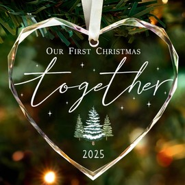 First Christmas Together Ornament 2025, Our Christmas Ornaments 2025 Gifts,Glass 1st Christmas Ornaments with Gift Box,First Christmas Together Gifts for Couple