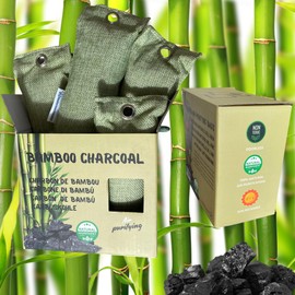 Mh MediterraneanHabitat - 4 Beutel mit Aktivkohle aus Bambus, 75 g, Luftentfeuchter, Luftreiniger und natürlicher Geruchsentferner für Zuhause, Auto und Schränke, 4 Beutel Aktivkohle