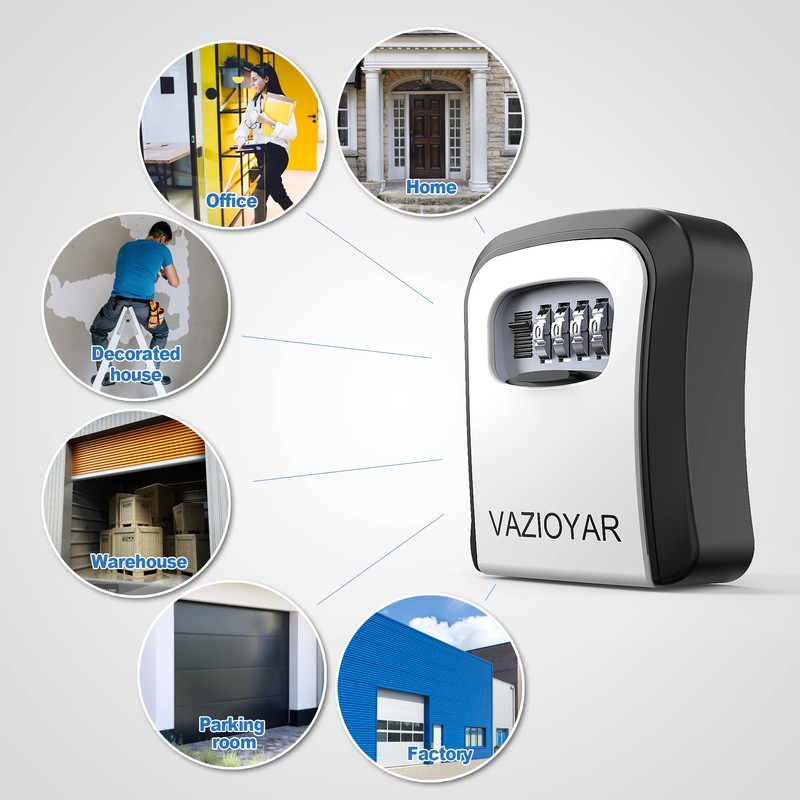 Key Lock Box for Outside, Portable Waterproof Wall Mounted Changeable