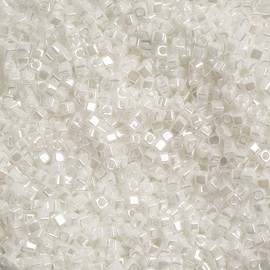 Miyuki Square/Cube Beads 1.8mm White Pearl Opaque Luster 250 Gram Bulk Bag Japanese Glass Beads