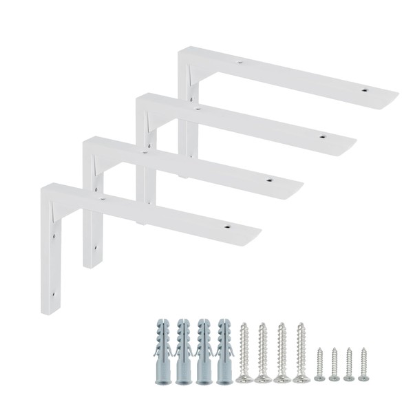 Mooche 4PCS Heavy Duty Shelf Brackets 10 inch, White Wall