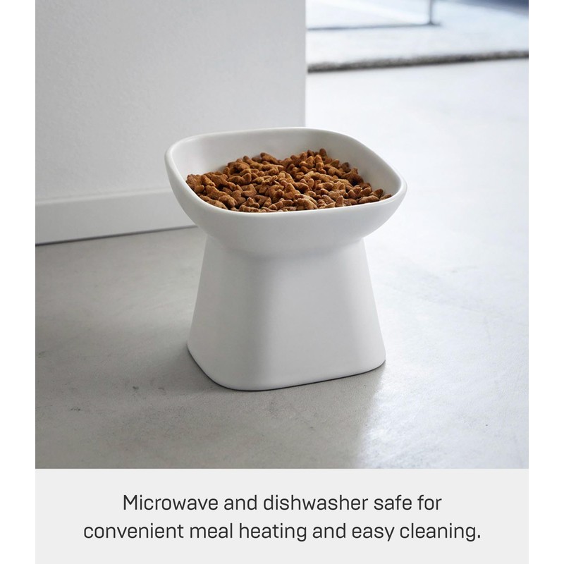 Yamazaki Home Tower Elevated Ceramic Pet Food Bowl - Angled,