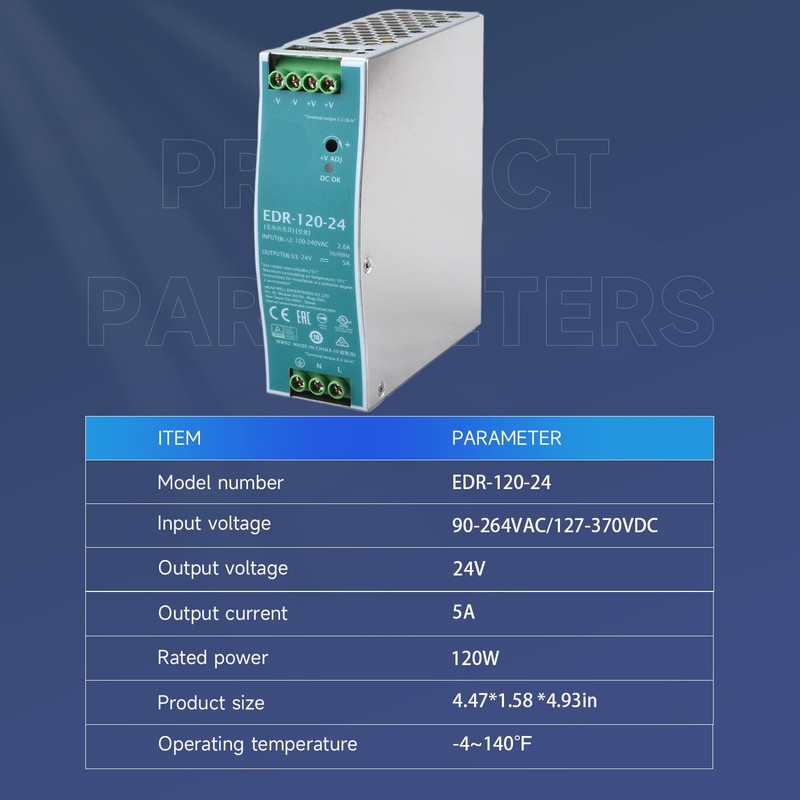 EDR-120-24 120W 24V 5A AC/DC Switching Power Supply for Industrial