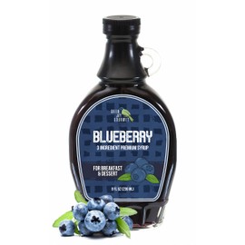 Green Jay Gourmet Blueberry Syrup - 3 Ingredient Premium Breakfast Syrup with Fresh Blueberries, Cane Sugar & Lemon Juice - All-Natural, Non-GMO Pancake Syrup, Waffle Syrup & Dessert Syrup - 8 Ounces