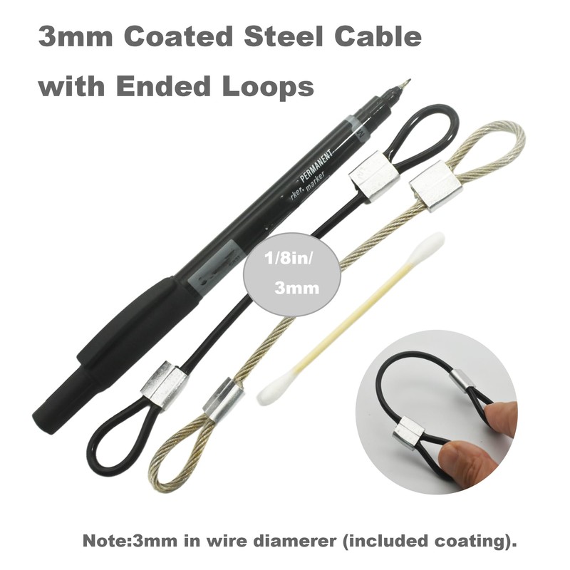 Bytiyar 1/8"(3mm) Wire Diam Stainless Steel Cable Eyelets Loops Short