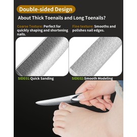 EBEWANLI Curved Nail File, Toenail File for Thick Toenails, 4.9inch Double Sided Metal Nail File, Stainless Steels Toe Nail Files for Thick Nails, Heavy Duty Fingernail File for Men and Woman