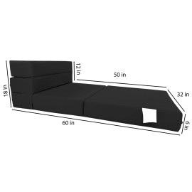 Danfuton Lounger Folding Foam Mattresses, Portable Sleepover Bed, 6 x 32 x 80, Black