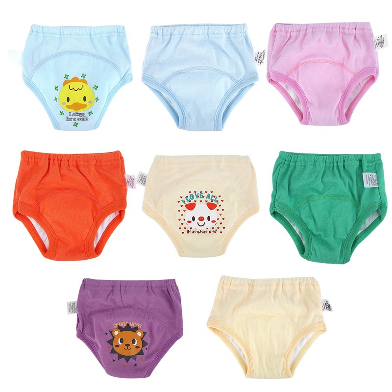 8PCS Baby Cloth Cartoon Waterproof Diapers Nappies Toddler 4 Layers