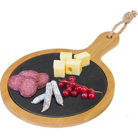 Westmark 696322E3 Serving Plates, Slate, Bamboo, 2 kg, Light Brown/Anthracite