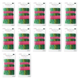 12PCS Embroidery Thread,Cross Stitch Threads,Gradient Sewing Thread,B racelet Thread for Sewing,Knotting-Green