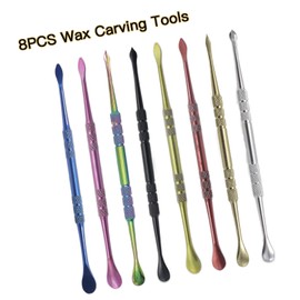 Joyangy 8PCS Wax Carving Tools, Stainless Steel Double-Headed Sculpting Kit, 4.6" Wax Modeling Engraving Spoons for Clay Pottery Molding Shaping, 8 Colors
