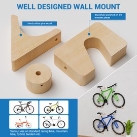 Bicycle Wall Mount, Wooden Bicycle Mount Wall with 50 kg Load Capacity, Bicycle Suspension for Road Bike, Mountain Bike, Hybrid, Tandem