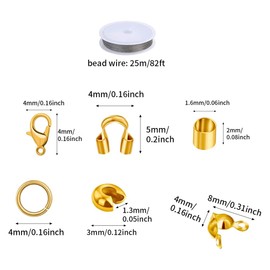 1200 Pcs Crimp Beads Set, Brass Crimp Tube Bead, Lobster Clasps, Jump Rings, Crimp Ends, Open Mouth Beads, Beading Thread, Crimping Plier & Tweezer for DIY Jewelry Bracelet Necklace Making