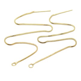 DanLingJewelry 20 Pair Golden Color Ear Threads Brass Threader Earrings Findings with Loop for Jewelry Making Earrings 100x1x1mm