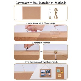 DAHAPYBOO Cork Board Bulletin Board,17"X 12" Cork Board for Office with Pin Oak Wood Boards,Hanging Corkboards for Office Home School Message Board or Vision Board Decoration.