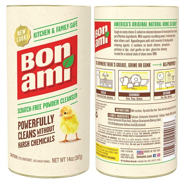 BON AMI Powder Cleanser for Kitchens & Bathrooms - All types of Surfaces, Cleans Grime & Dirt, Polishes Surfaces, Absorbs Odors (12 Pack)