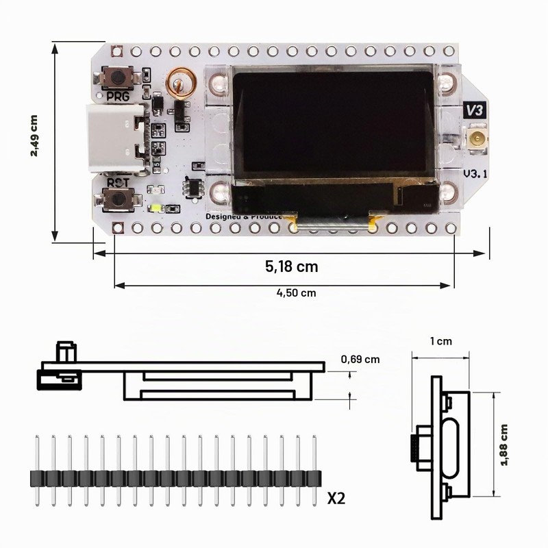 APKLVSR LoRa ESP32 Development Board, LoRa V3 Board with OLED
