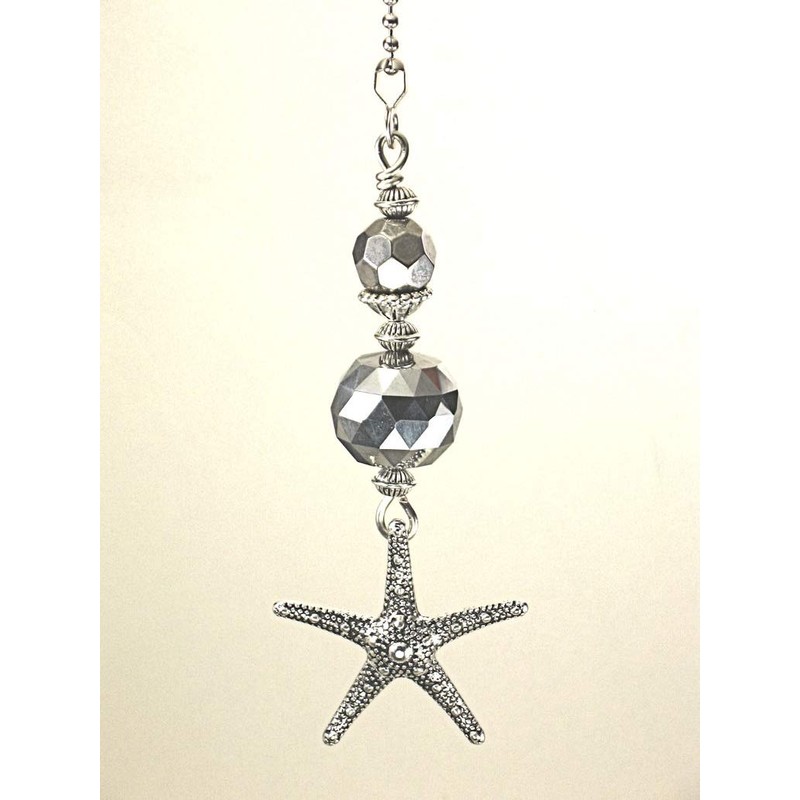 Silver Textured Starfish, Pebbled Silvery Coin Shape, & Faceted Silver
