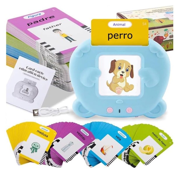 224 Words English & Spanish Bilingual Talking Flash Cards -