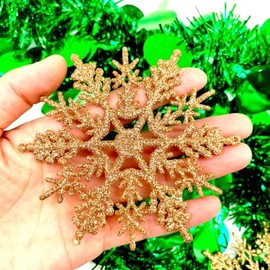 Lmlliang10pc Champagne Color Christmas Snowflake Hanging Ornament,10cm Christmas Snowflake,Christmas,Decorations and Seasonal Decorations