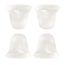 Eumyviv 4 Pack Bell Shaped Alabaster Glass Lamp Shade Replacement with 1-5/8-inch Fitter Opening for Ceiling Fan Light Kit Wall Sconce Pendant Light Fixture A00029