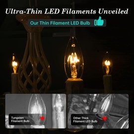 AMDTU E12 25 Watt Equivalent Clear Small Base LED Bulb Candelabra Candle CA10 Dimmable Ideal Chandelier Light for Dining Rooms and Living Rooms Delivering Long Lasting Illumination for Cozy Settings