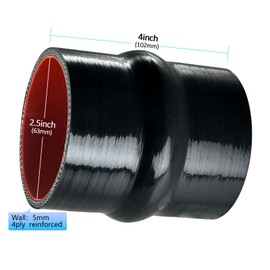 2.5" ID Silicone Hump Hose Coupler with 2 Tension Heavy-Duty Clamp,High Temp 4-Ply Reinforced 5MM Wall 4.0" Length (Qty 1) For Pipes Connecting