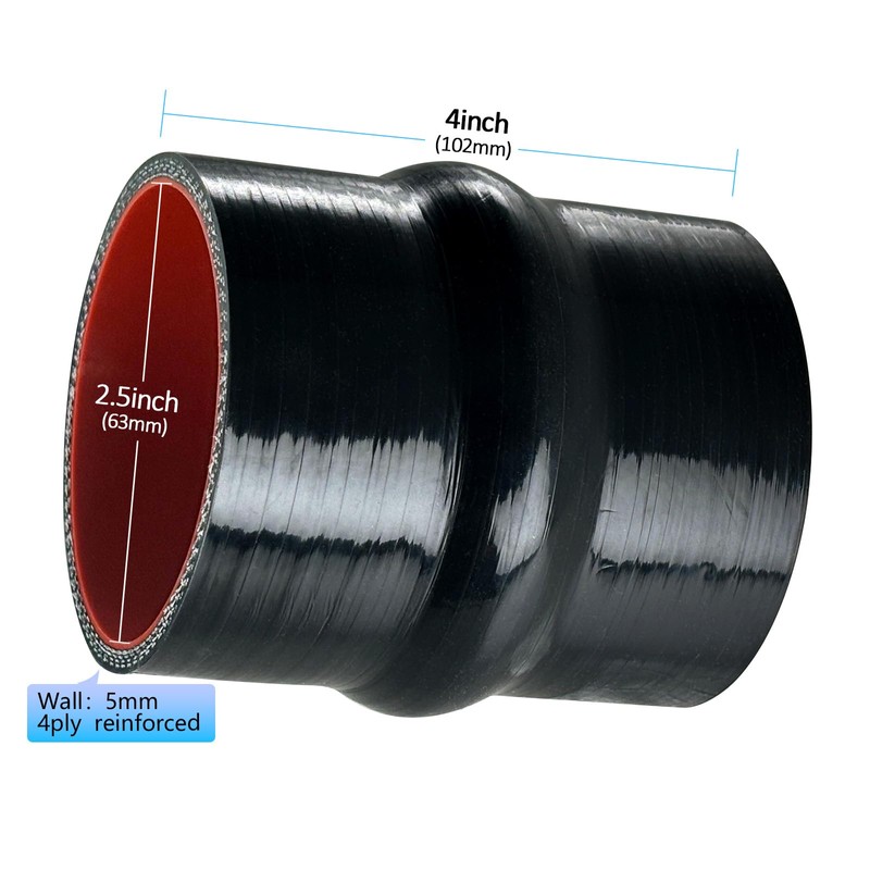 2.5" ID Silicone Hump Hose Coupler with 2 Tension Heavy-Duty
