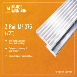 Z-Clip 375 Panel Clips - Heavy-Duty Mill Finish Aluminum Clips for Hanging, French Cleat for Wall Hanging, Speaker Wall Mount and Picture Hanging Hardware - .250" x .375" x .219", 72", Pair