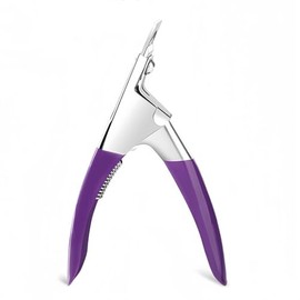 Corigly Acrylic False Nail Clipper with 15Pcs Magnets: Adjustable Stainless Nail Trimmer for Nail Tips, U-shaped Acrylic Nail Cutters for Salon Home Nail Art, Purple