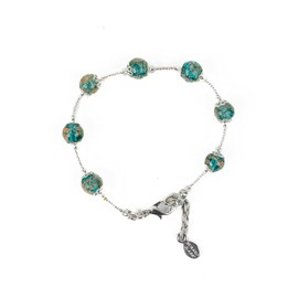 Sospiri Venezia Women's Bracelet with 7 Glass Beads 8 mm Diameter Original Murano Glass Gift Jewellery Made in Italy Certified, Glass