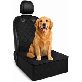 Xtremeauto Front Pet Seat Cover for Cars, Waterproof Oxford Cloth Dog Car Seat Protector with Non-Slip Rubber Backing, Seat Anchor & Adjustable Headrest Strap, Universal Fit - Black