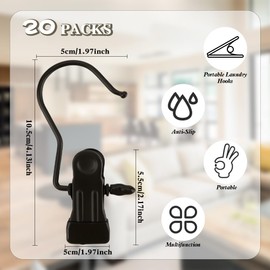 Pack of 20 Clothes Hangers Clip 360° Rotatable Portable Clothes Pegs Stainless Steel Stainless Steel Laundry Hooks Rotating Clothes Pegs Non-Slip Hanger Clip Hooks for Hangers