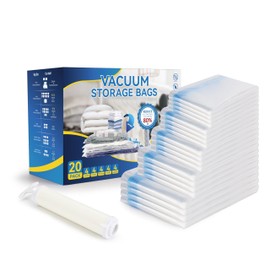 Simple Deluxe 20 Pack Vacuum Storage Bags, Space Saver Bags with Hand Pump, Vacuum Seal Bags for Clothing, Comforters, Blankets, Bedding, Pillows (4 Jumbo/4 Large/4 Medium/4 Small/4 Roll M)