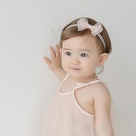 ICKEYOU Baby Girls Bow Lace Headband Cute Pink Soft Hairband White Butterfly Knot Headbands for Newborn Infants Toddlers Kids Christening Baptism Party Hair Accessories