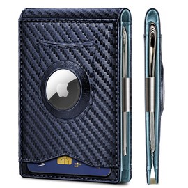 BULLIANT Men Wallet Airtag&Standard Use, Mens Slim Front Pocket Wallet Money Clip RFID Blocking 11Cards