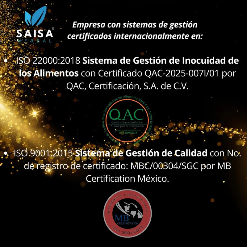Glutamina 100 Pura 120 Cáps Saisa Herbal Suplemento Natural Apoyo