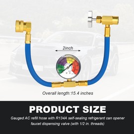 SHMZK R134A AC Refrigerant Charge Hose Kit, 1/2" Acme Can Opener Recharge Hose with Pressure Gauge, Charge Hose for Car Home Air Conditioning Refrigerant System, Car Accessories