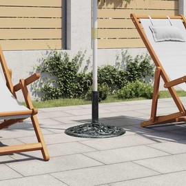 vidaXL 26.5lb Round Umbrella Base for Outdoor, Deck, Patio Parasol Base for 1.4"/1.5"/1.9" Pole Sizes, Heavy-Duty Cast Iron, Classic Design, Ø18.9"x13" Black and Green