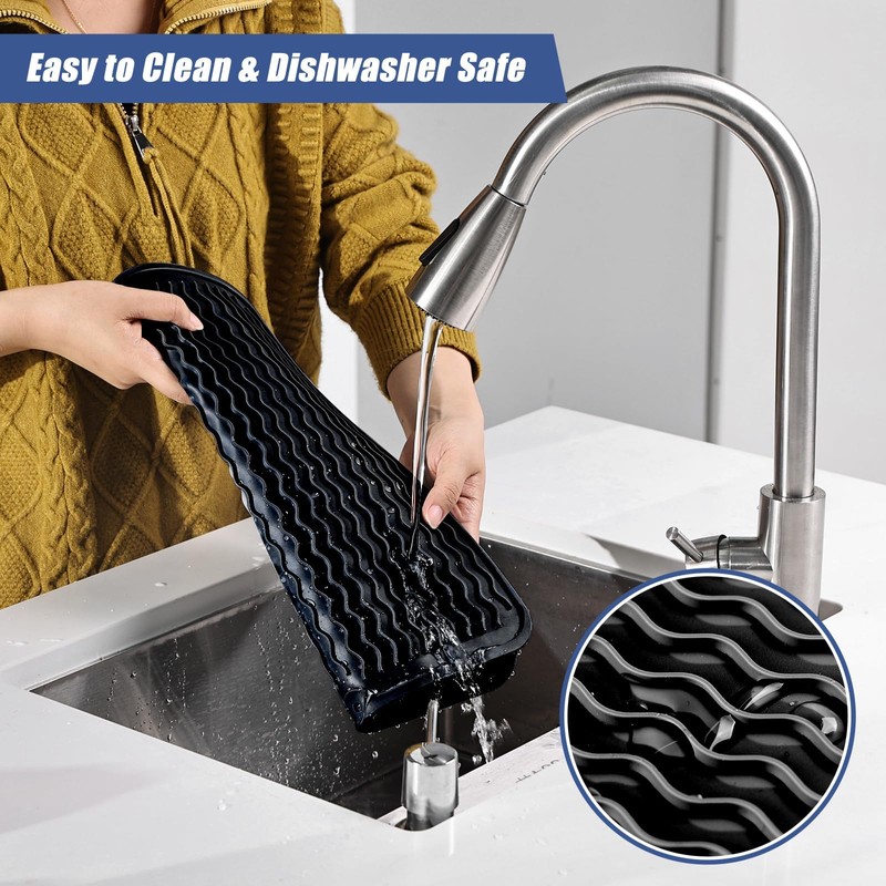 KitchenRaku Dish Drying Mat, Dish Drying Mat, Heat Resistant Non-Slip