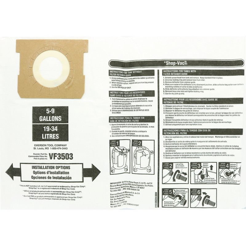 Ridgid VF3503 Bags for 6-9 Gallon Ridgid Vacuums