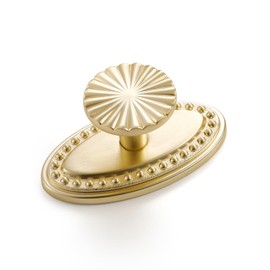 JIASENBAO 10 Pack Brushed Gold Cabinet Knobs with Base Brass Flat Drawer Pulls Kitchen Cupboard Bathroom Dresser Cabinet Hardware Handles Zinc Alloy