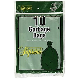 Club Supreme Large Drawstring Trash Bags - Outdoor Garbage Bags With Ties 10 Units - 26 x 36 in/66 x 91 cm - 21 gallons / 80 Liters