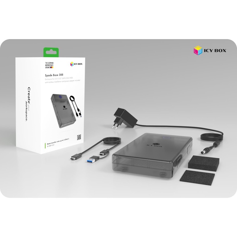 ICY Box Spade Base 388 (2.5/3.5 SATA SSD/HDD Enclosure), USB