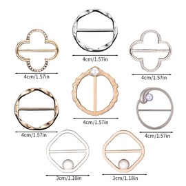 YAPKOLV Pack of 8 Women's Metal T Shirt Clip Buckle Scarf Ring Buckle Clothing Corner Button Metal Round Circle Clip Buckle Clothing Ring Wrap Holder