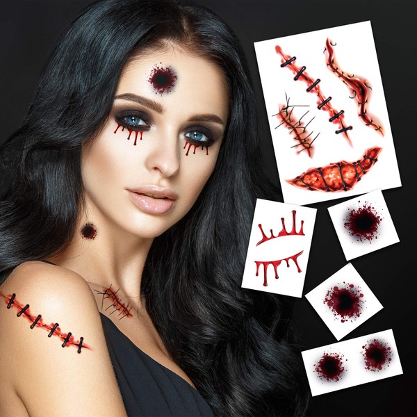 Halloween Horror Temporary Tattoos | Halloween Costume Tattoo Kit | Skin Safe | MADE IN THE USA | Removable