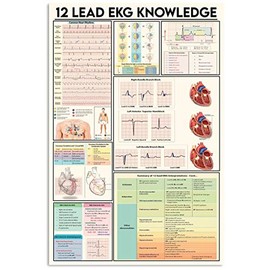 JIUFOTK 12 Read Ekg Knowledge Metal Signs Vintage Office Decor Doctor Science Guide Tin Poster Home Clinic Wall Decoration Plaque 12x18 Inches