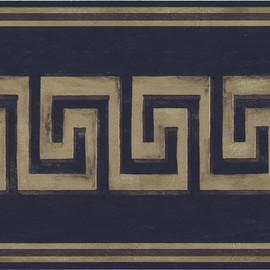 CONCORD WALLCOVERINGS ™ Wallpaper Border Abstract Pattern Geometrical Figures for Living Room Bedroom, Blue Beige Brown, 15 Feet by 7 Inches 41706150