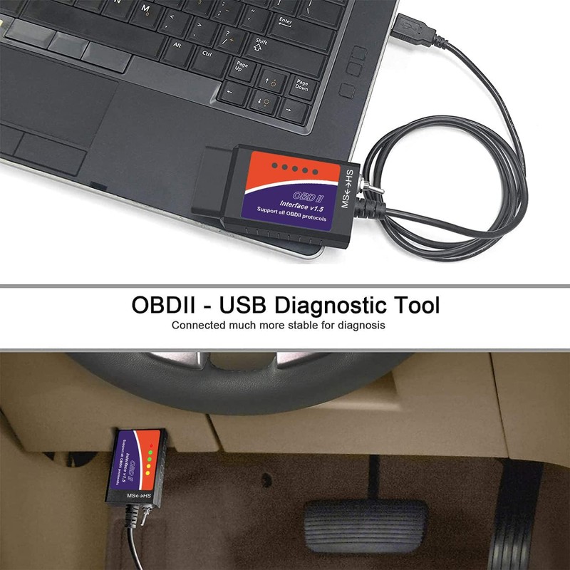 ELM327 USB Adapter OBD2 Scanner for Windows, ELMconfig FoCCCus Diagnostic